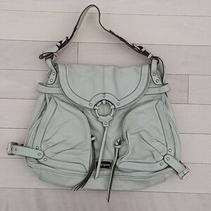 Hype Women's Buckle Closures Silver-tone Hardware Flap  Shoulder Bag Green